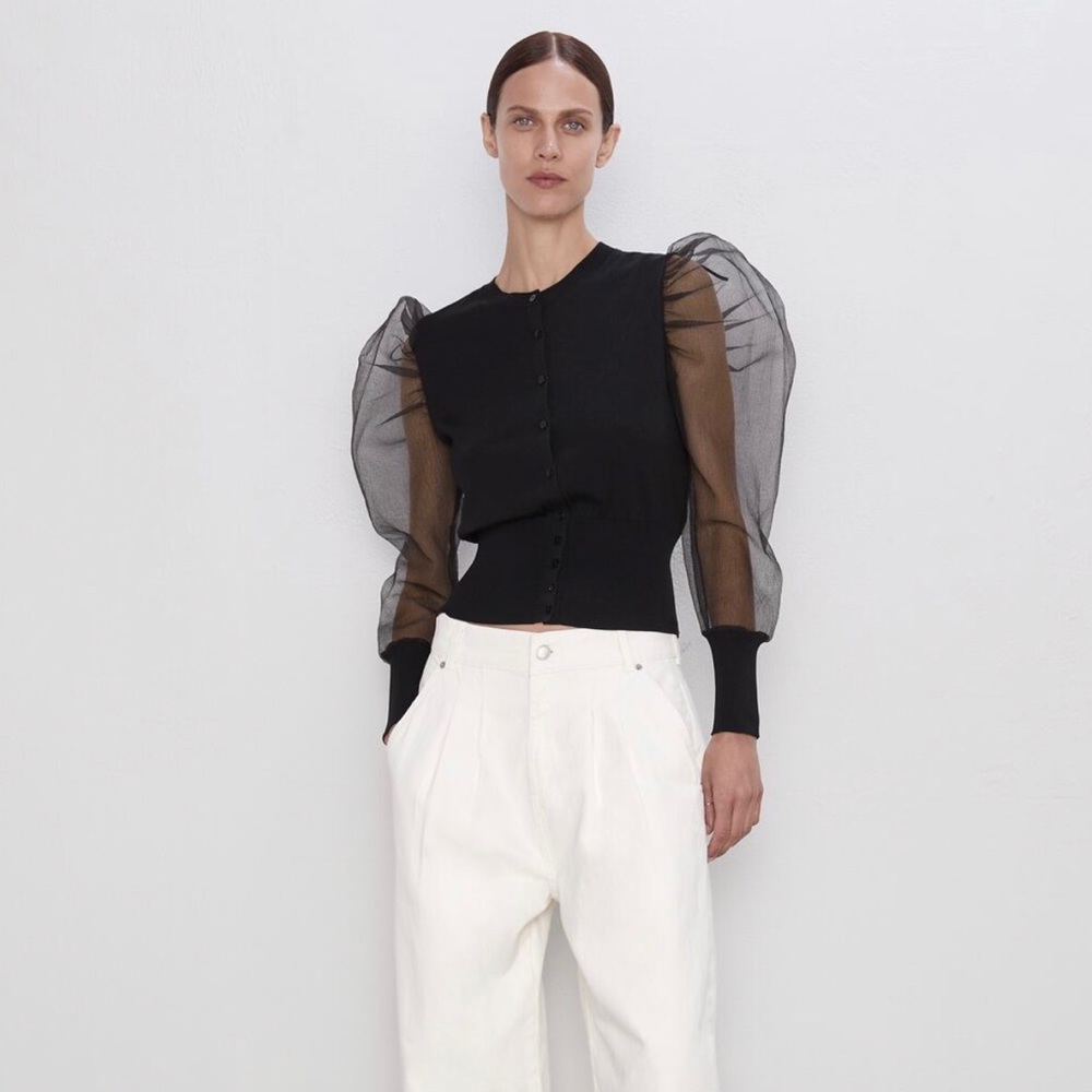 Zara Organza Jacket with Voluminous Sleeves